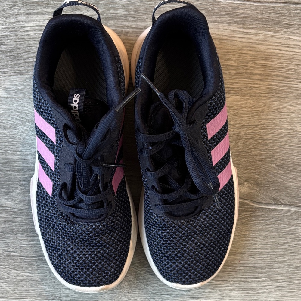 Adidas Dark Blue and Pink Athletic Shoes